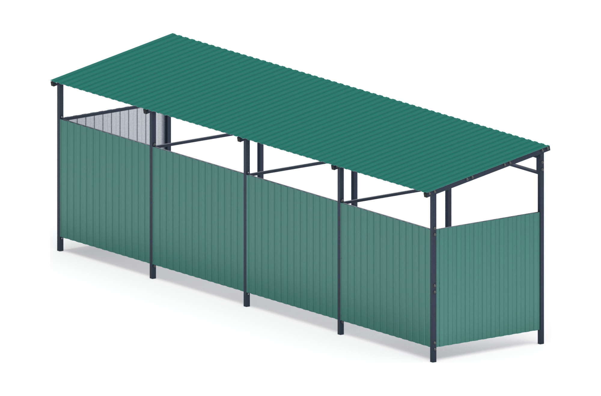 Навес контейнерной площадки для мусора (4 секции) МФ 55.02.03.4-01