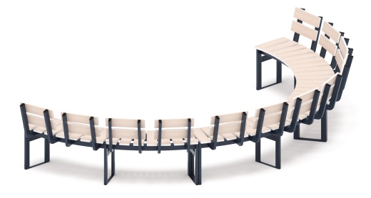 Модульная скамья радиальная (беленый дуб) МФ 42.01.25-01
