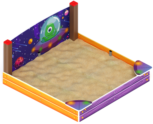 Песочница средняя с ограждением Космопорт - ИО 5.14.01-01