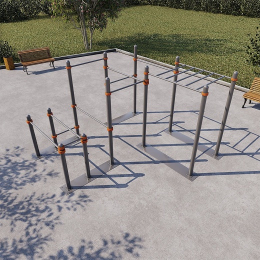 Мобильный спортивный комплекс с рукоходом, турниками и брусьями СВС-104