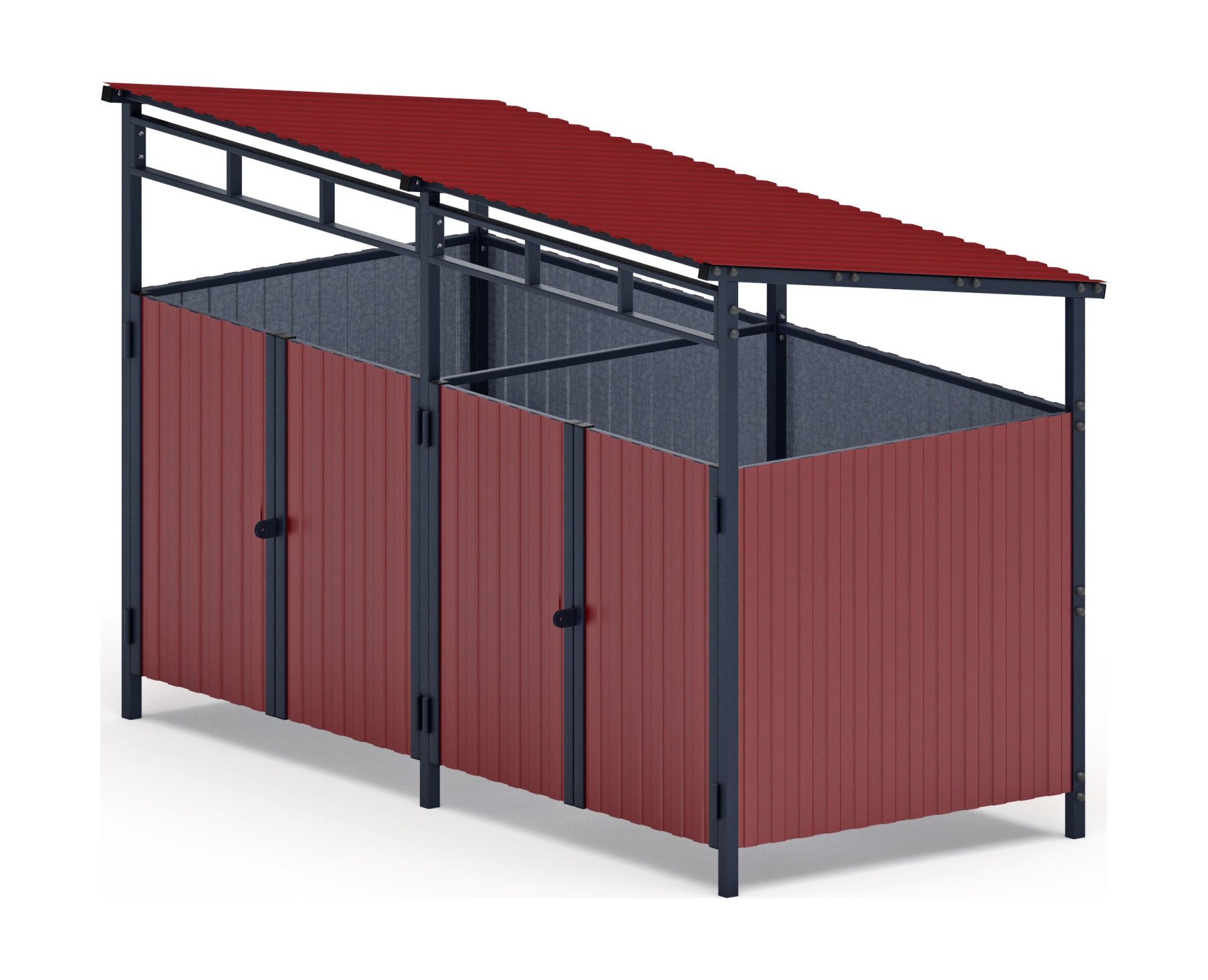 Навес контейнерной площадки для мусора (красный) (2 секции) МФ 55.02.02-04