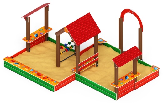 Песочный дворик двойной большой с навесом Домик (Ракушки) - ИО 6.01.03-01