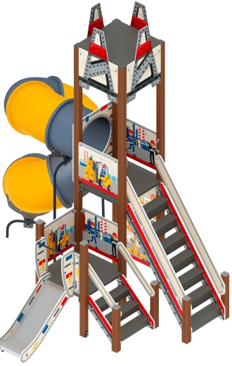 Детский игровой комплекс Буровая горка труба винтовая Н 2000, горка 750 ДИК 2.28.02-01