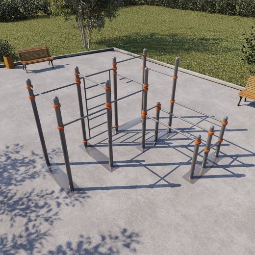 Мобильный спортивный комплекс с лестницей, турниками и брусьями СВС-107