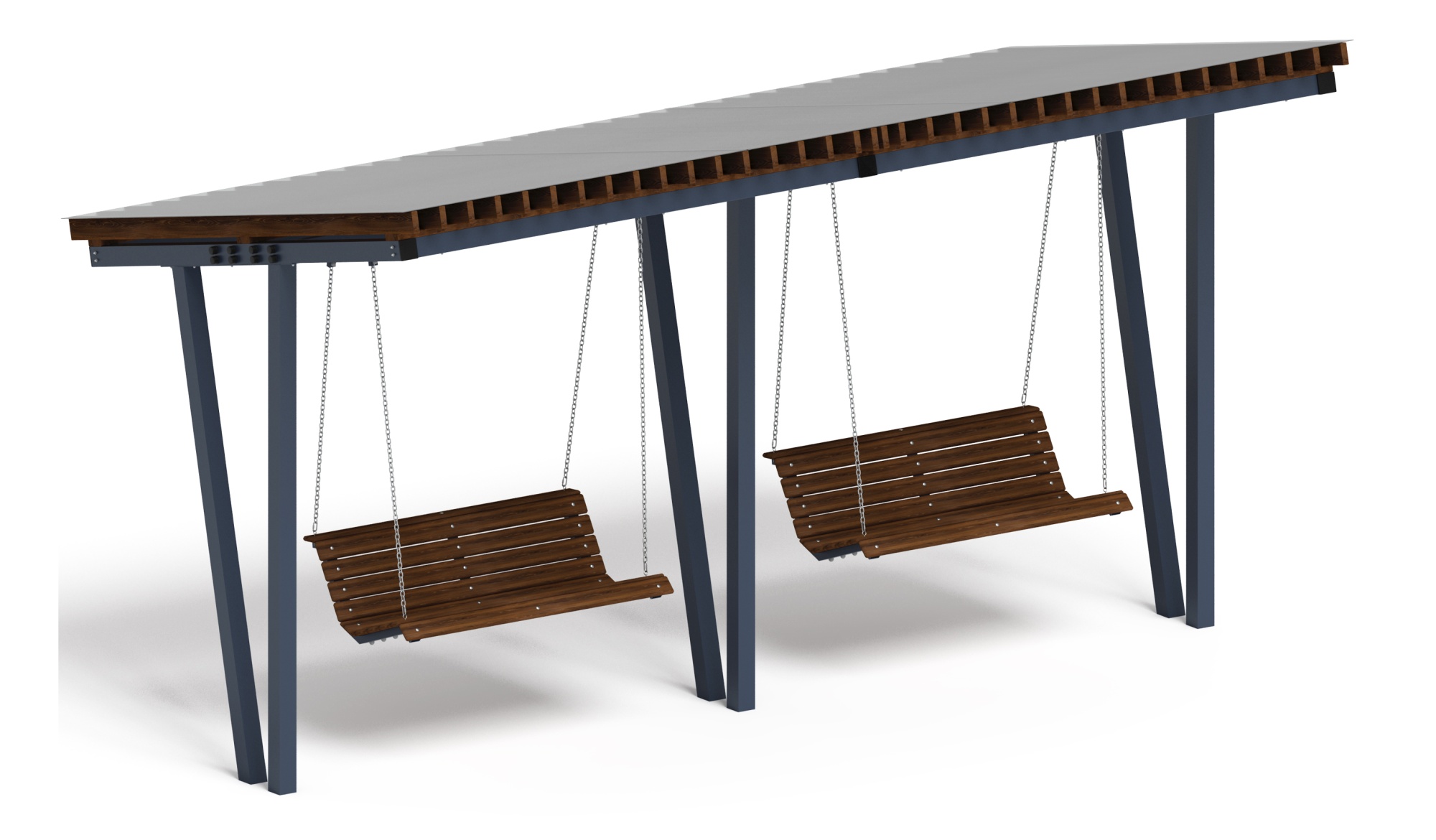 Пергола тент с качелями (наклоная) - МФ 78.03.02 /с поликарбонатом/