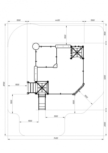 Песочный дворик с горкой Морской - ИО 6.17.01-01 H=750