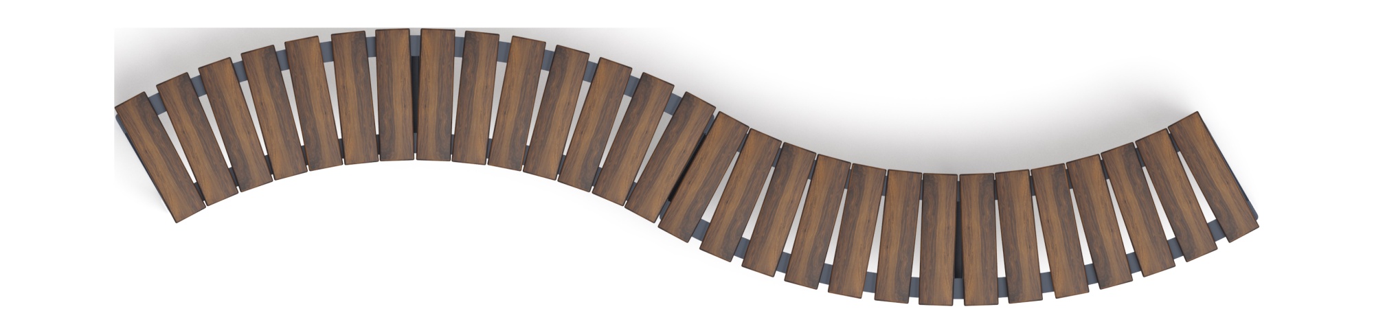 Модульная скамья радиальная (темный дуб) МФ 42.01.20