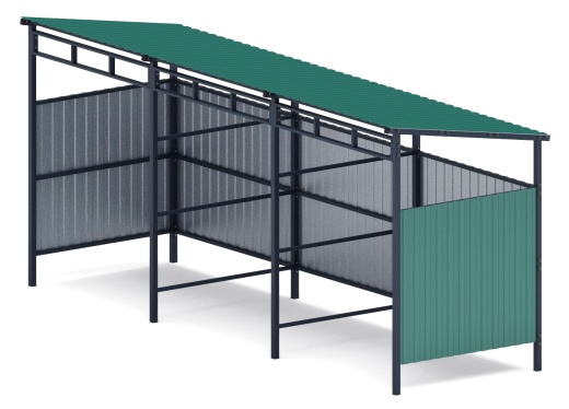 Навес контейнерной площадки для мусора (3 секции) МФ 55.02.03.3-01