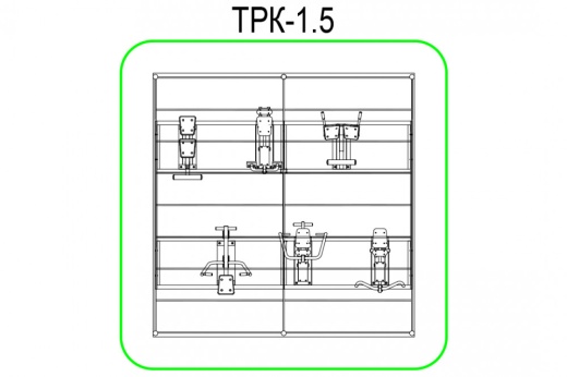 Тренажерная беседка из 6 тренажеров на раме (в составе тренажеры ТР-1.61, ТР-1.62, ТР-1.64, ТР-1.65, ТР-3.02, ТР-3.04) ТРК-1.5