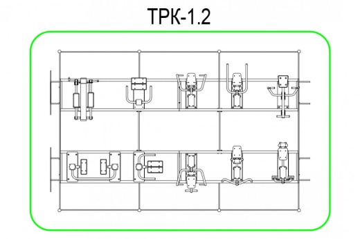 Тренажерная беседка с брусьями из 10 тренажеров на раме (в составе тренажеры ТР-1.61-1.70; ТР- 2.08) ТРК-1.2