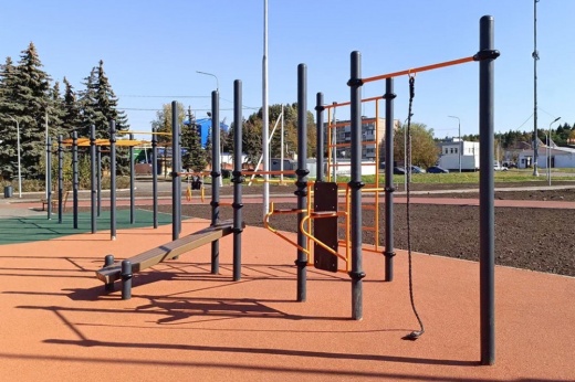 Гимнастические кольца, три турника классического хвата, канат, шведская стенка, брусья, лавка для упражнения на пресс наклонная W-01-010