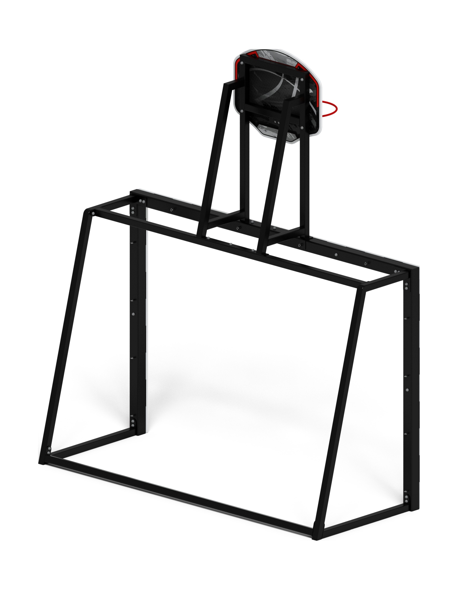 Ворота мини футбольные с баскетбольным щитом (черные) (с креплением сетки) - СО 2.60.05-01