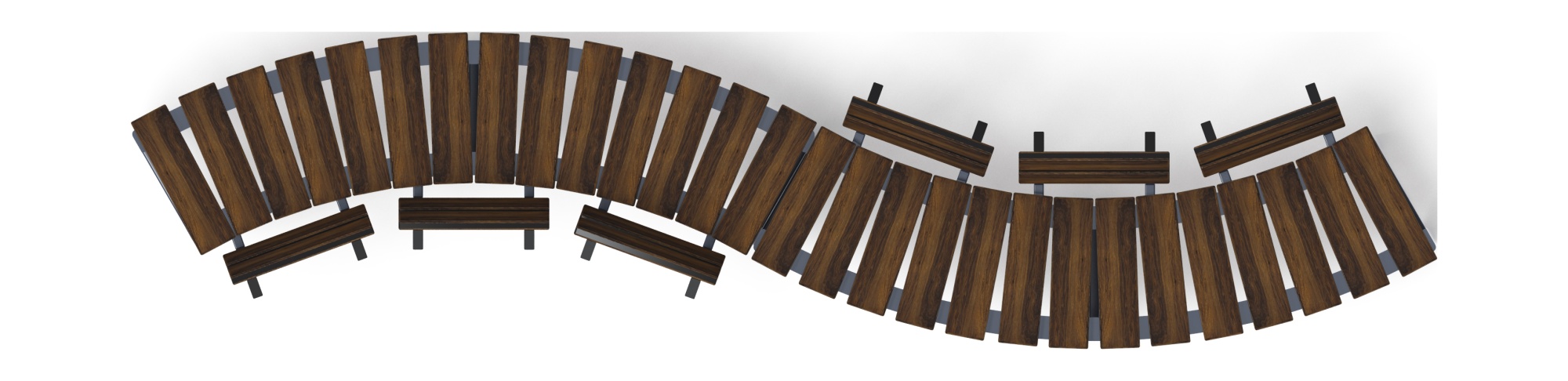 Модульная скамья радиальная (темный дуб) МФ 42.01.23