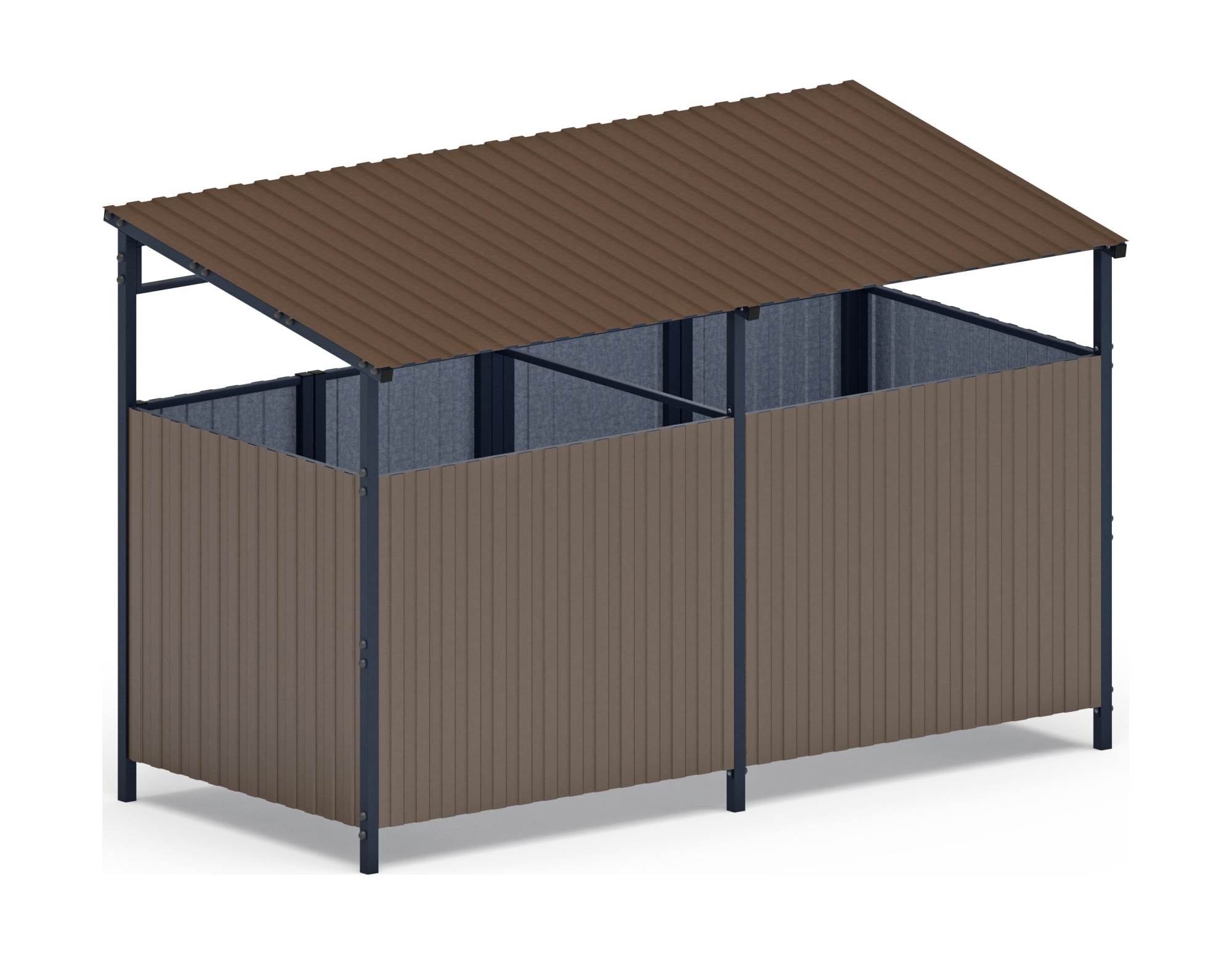 Навес контейнерной площадки для мусора (коричневый) (2 секции) МФ 55.02.02-02
