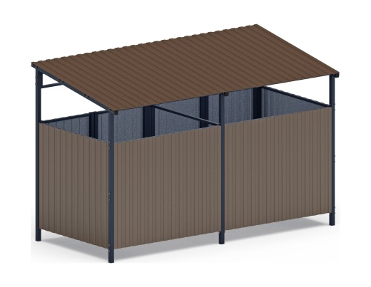 Навес контейнерной площадки для мусора (коричневый) (2 секции) МФ 55.02.02-02