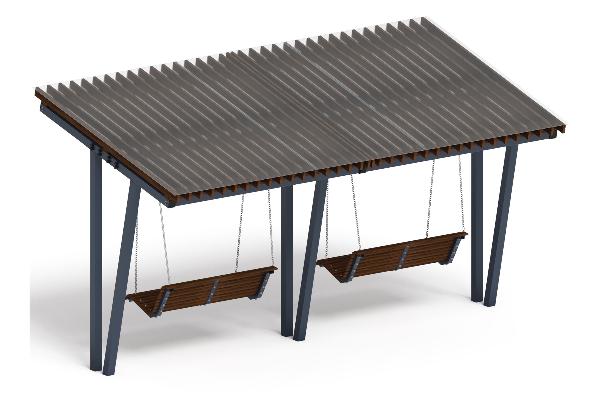 Пергола тент с качелями (наклоная) - МФ 78.03.02 /с поликарбонатом/