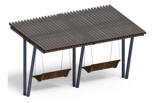Пергола тент с качелями (наклоная) - МФ 78.03.02 /с поликарбонатом/