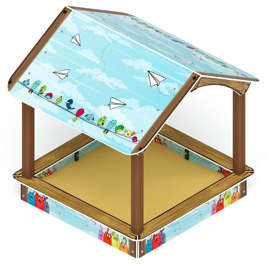 Песочный дворик с навесом Домик (Коты) - ИО 6.01.02-02