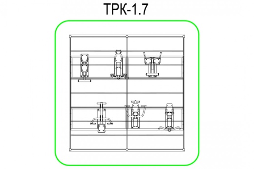 Тренажерная беседка из 6 тренажеров на раме (в составе тренажеры ТР-1.61, ТР-1.65, ТР-1.67, ТР-1.72, ТР-1.74, ТР-2.01) ТРК-1.7