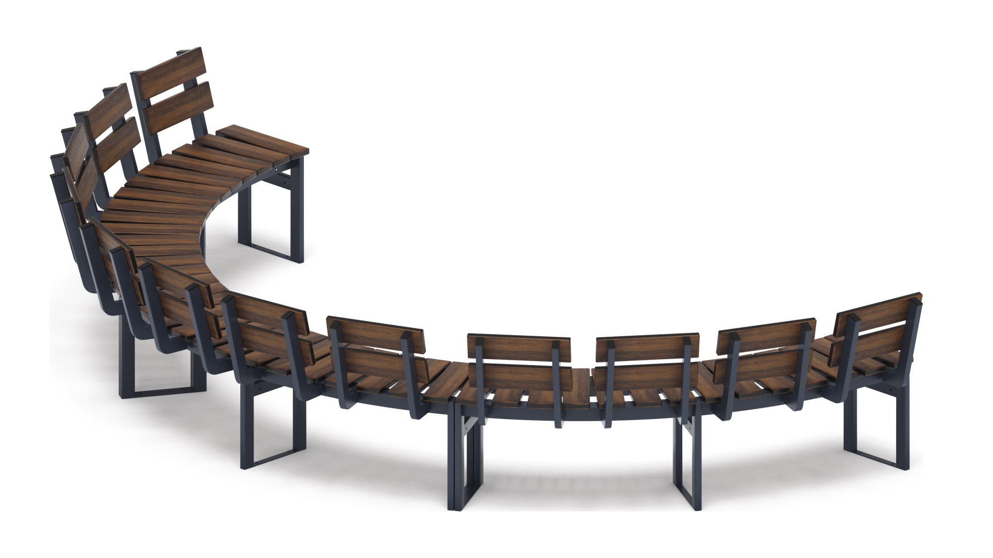 Модульная скамья радиальная (темный дуб) МФ 42.01.25