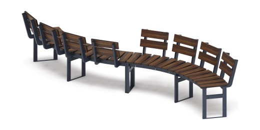 Модульная скамья радиальная (темный дуб) МФ 42.01.22