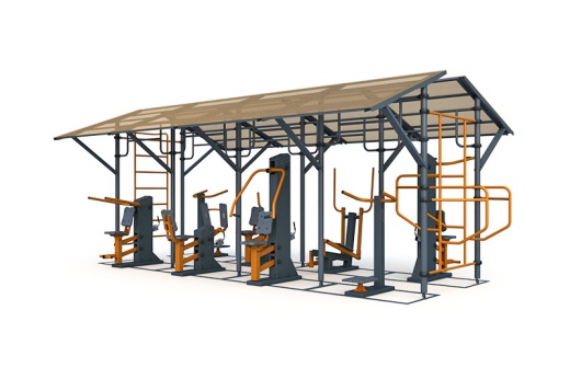 Тренажерная беседка на 8 тренажеров (в составе ТР-1.61, ТР-1.67, ТР-1.70, ТР-1.62.1, ТР-1.63.1, ТР-1.64.1, ТР-1.65.1, ТР-1.72.1 с изменяемой нагрузкой) ТРК-1.15