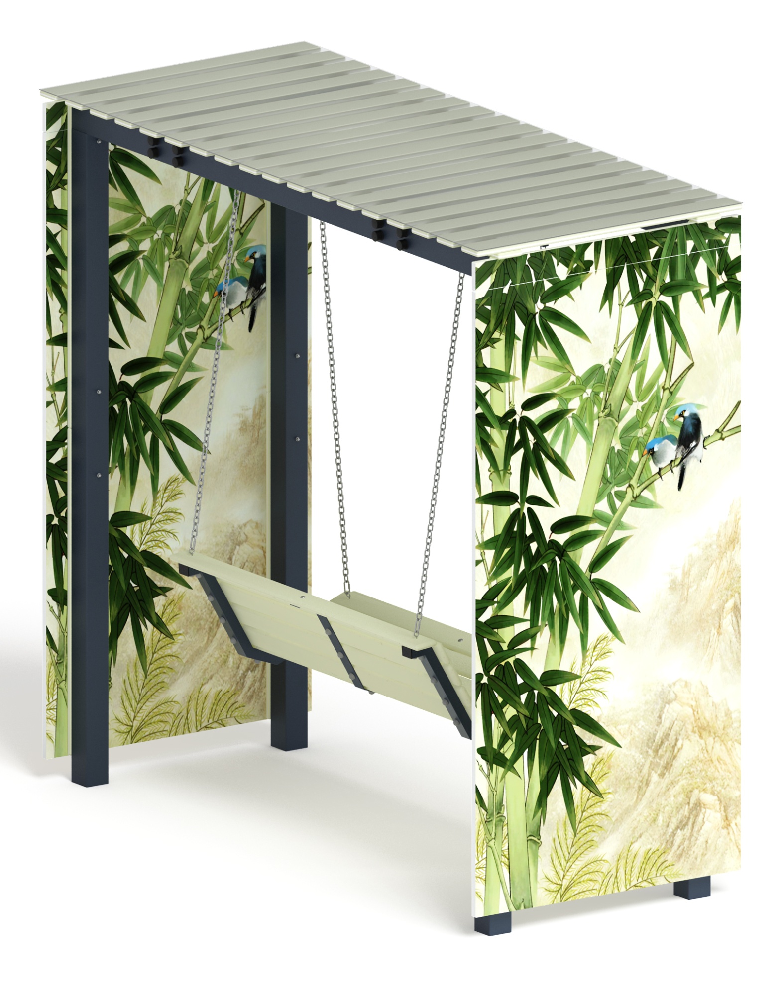 Пергола с качелями (Бамбук) - МФ 78.06.01-02 /с поликарбонатом/