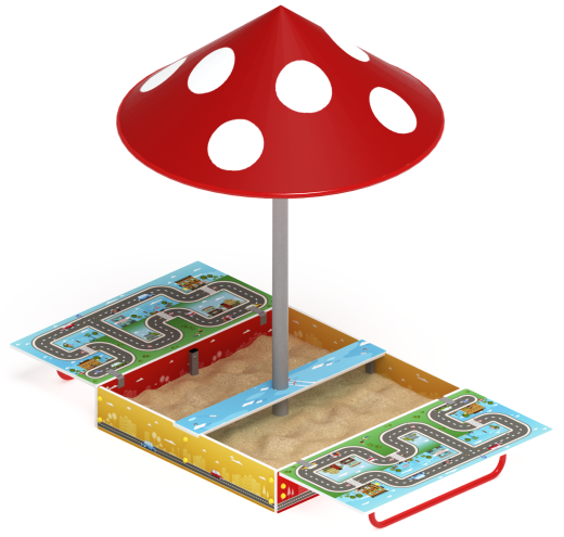 Песочница с крышкой средняя и навесом Грибок (Игра) - ИО 5.01.10-02
