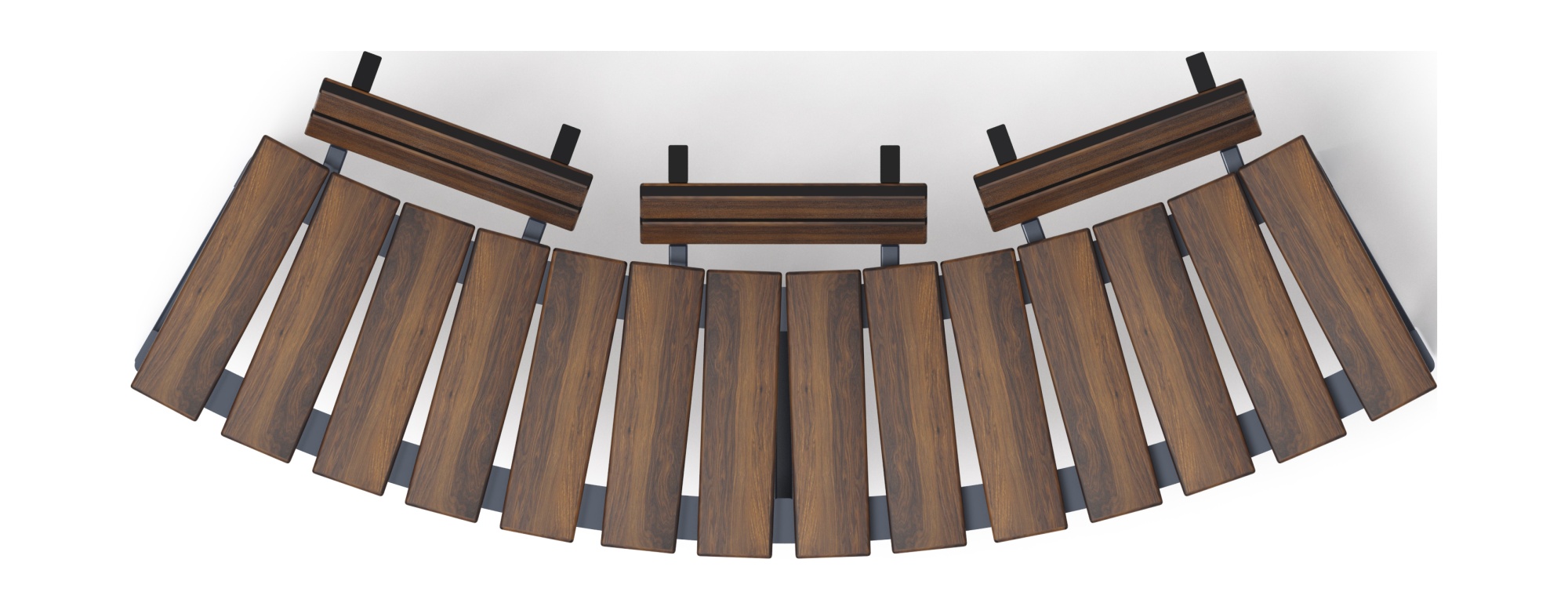 Модульная скамья радиальная (темный дуб) МФ 42.01.19
