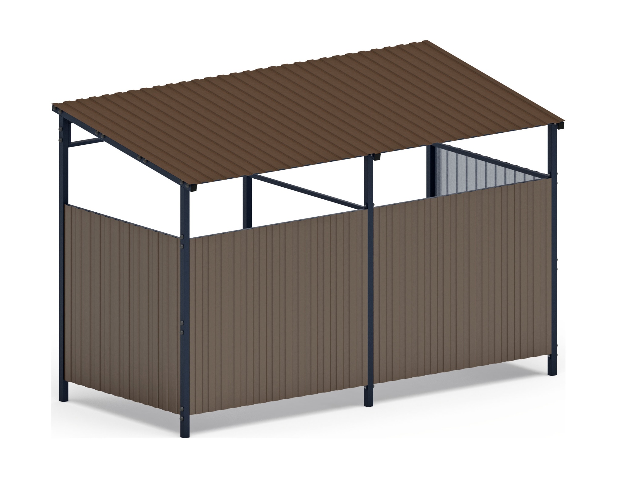 Навес контейнерной площадки для мусора (коричневый) (2 секции) МФ 55.02.03-02