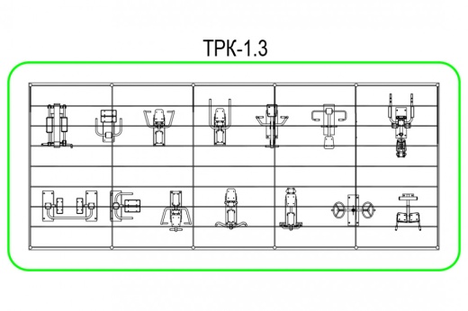 Тренажерная беседка из 14 тренажеров на раме (в составе тренажеры ТР-1.61-70; ТР- 3.02-3.05; ТР- 2.08) ТРК-1.3