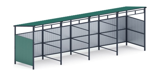 Навес контейнерной площадки для мусора (4 секции) МФ 55.02.03.4-01