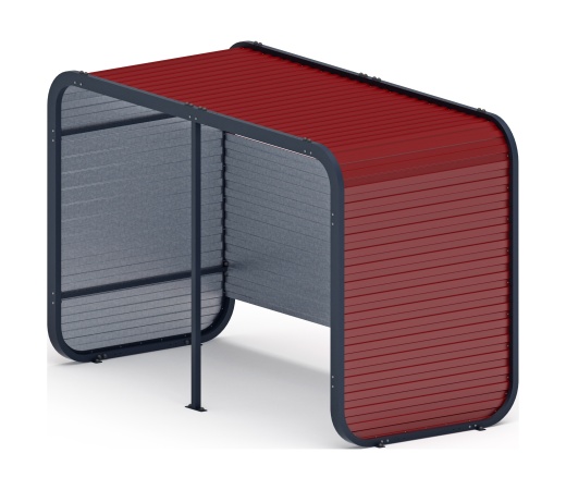 Навес контейнерной площадки для мусора (красный) (2 секции) (под анкера) МФ 55.01.02-04