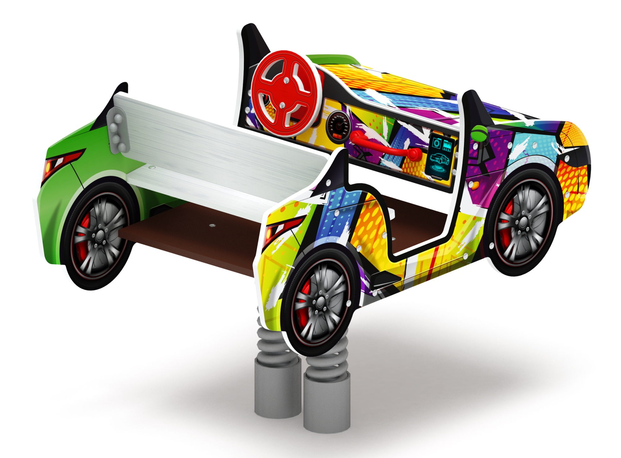 Кабриолет - Качалка на пружине двухместная машинка - ИО 23.03.02-02