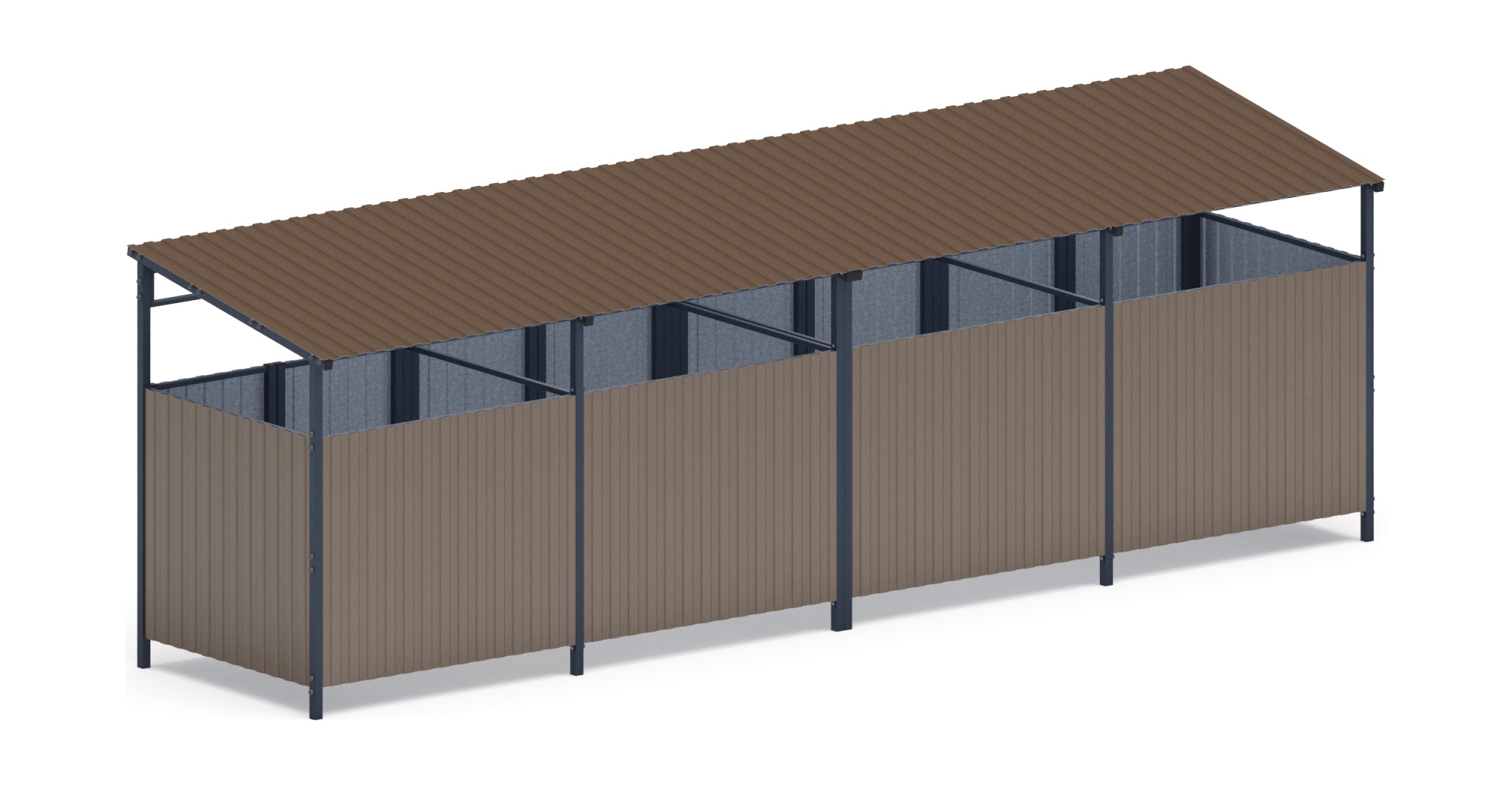 Навес контейнерной площадки для мусора (4 секции) МФ 55.02.02.4-02