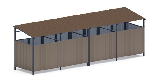 Навес контейнерной площадки для мусора (4 секции) МФ 55.02.02.4-02