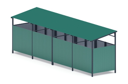 Навес контейнерной площадки для мусора (4 секции) МФ 55.02.02.4-01
