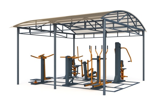 Тренажерная беседка из 6 тренажеров на раме (в составе тренажеры ТР-1.63, ТР-1.67, ТР-1.72, ТР-1.74, ТР-2.01, ТР-2.02) ТРК-1.8