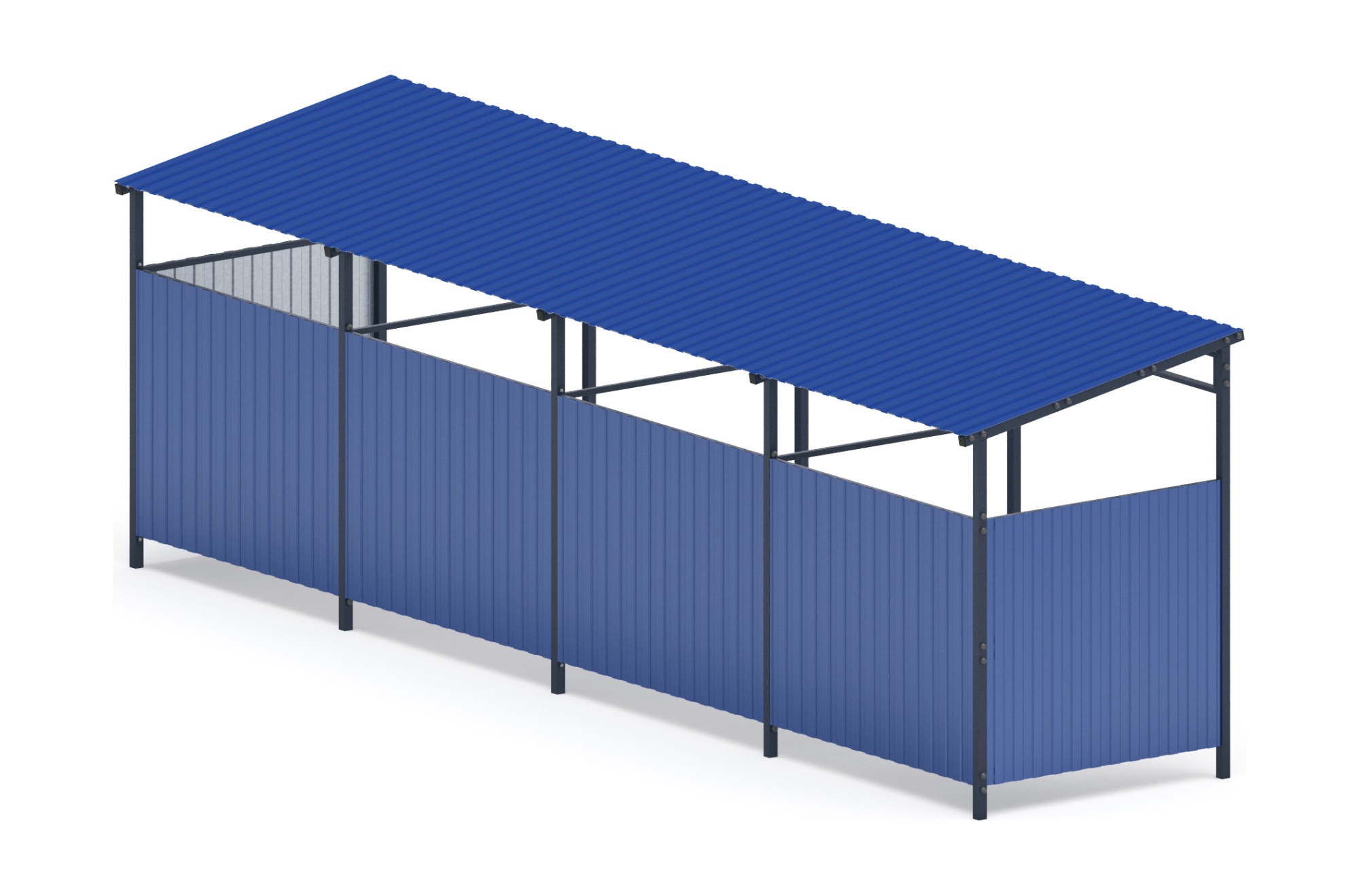 Навес контейнерной площадки для мусора (4 секции) МФ 55.02.03.4-03
