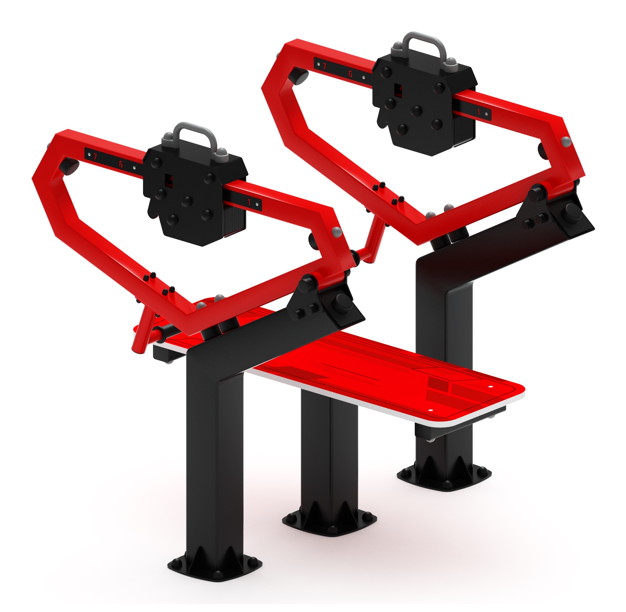 Жим лежа (красный) - Уличный тренажер - СТ 026-11.П