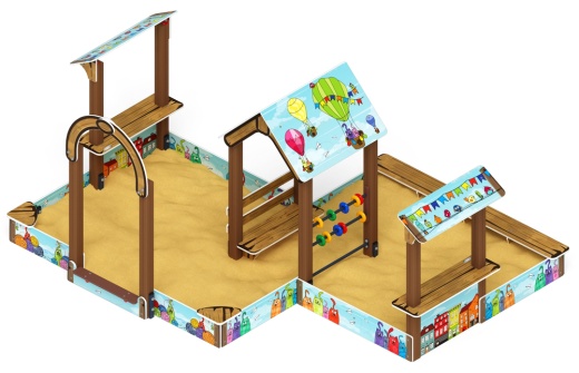 Песочный дворик двойной большой с навесом Домик (Коты) - ИО 6.01.03-03