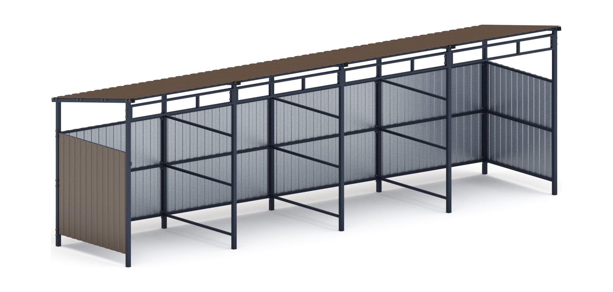 Навес контейнерной площадки для мусора (4 секции) МФ 55.02.03.4-02