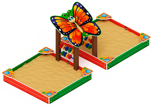 Песочница двойная с навесом Бабочка (Ракушки) - ИО 5.01.07-01