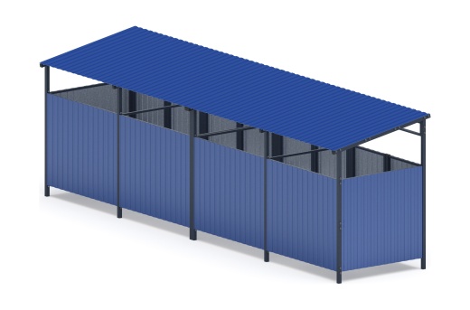 Навес контейнерной площадки для мусора (4 секции) МФ 55.02.02.4-03