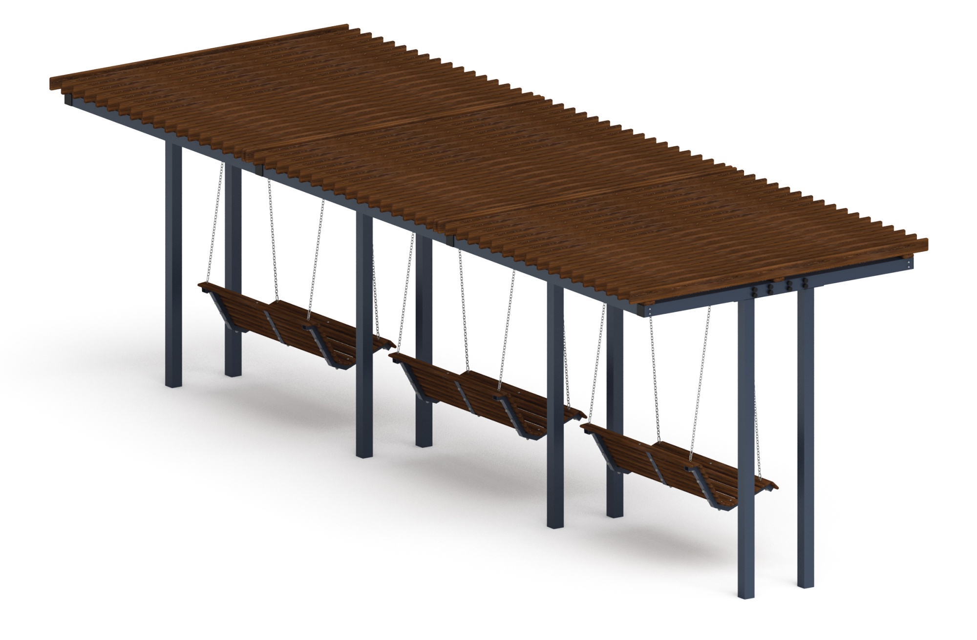 Пергола тент с качелями (прямая) - МФ 78.04.03-01 /без поликарбоната/