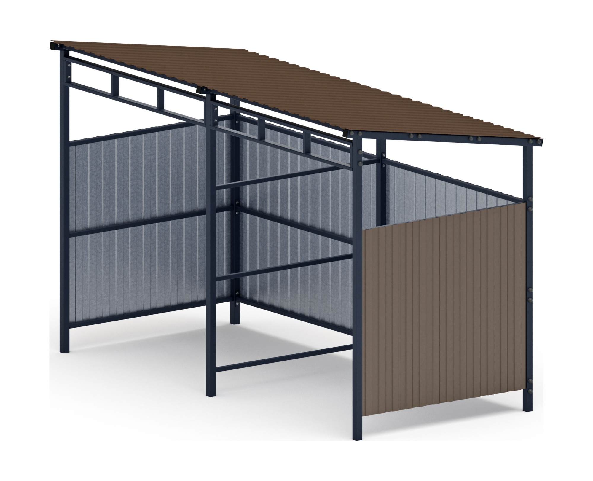 Навес контейнерной площадки для мусора (коричневый) (2 секции) МФ 55.02.03-02