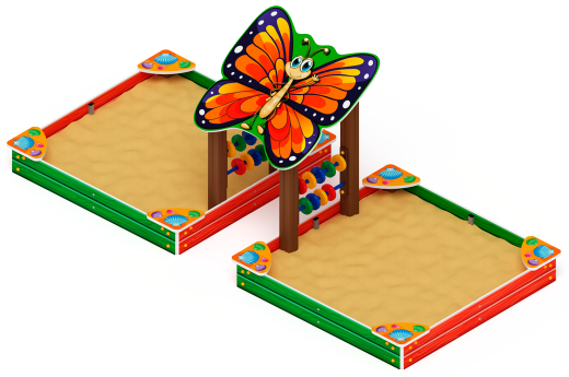 Песочница двойная с навесом Бабочка (Ракушки) - ИО 5.01.07-01