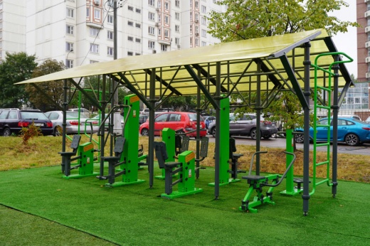 Тренажерная беседка на 8 тренажеров (в составе ТР-1.61, ТР-1.67, ТР-1.70, ТР-1.62.1, ТР-1.63.1, ТР-1.64.1, ТР-1.65.1, ТР-1.72.1 с изменяемой нагрузкой) ТРК-1.15