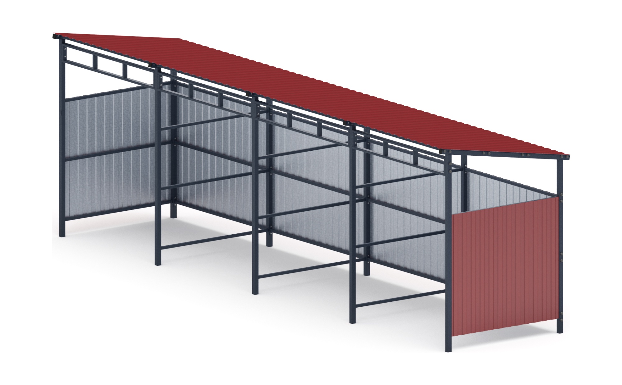 Навес контейнерной площадки для мусора (4 секции) МФ 55.02.03.4-04