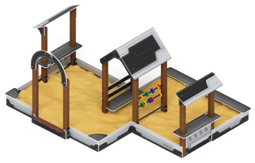 Песочный дворик двойной большой с навесом Домик (Техно) - ИО 6.01.03-04